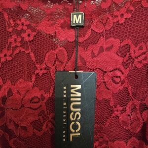 Wine red lace 3/4 sleeve dress